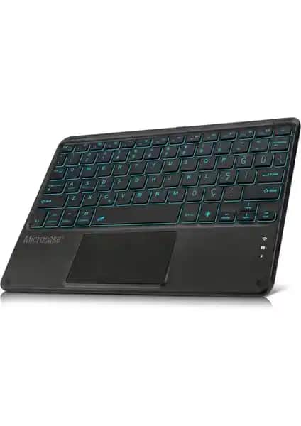 Microcase Bluetooth RGB Şarjlı Touchpadli Türkçe Klavye - Çoklu Cihaz Uyumu ve Taşınabilirlik