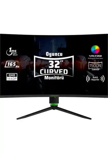Monster Aryond A32 V1.2 32 inç QHD Kavisli Oyun Monitörü yüksek yenileme hızına sahip