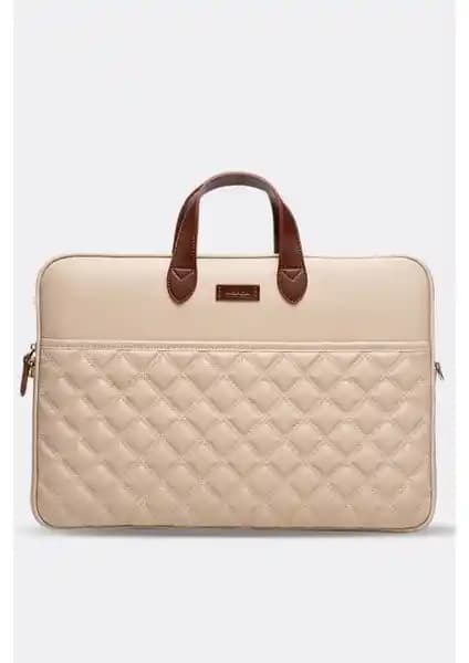 Morca MacBook Air ve Pro 15-16 İnç Evrak Çantası Bej Renkli Şık ve Dayanıklı Tasarım