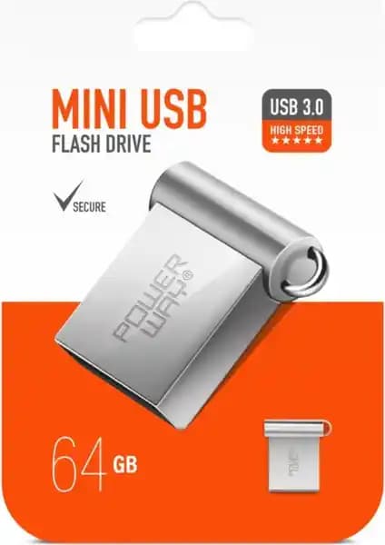 Powerway 64 GB USB 3.0 Metal Mini Flash Bellek Yüksek Hızlı ve Dayanıklı Taşınabilir Depolama