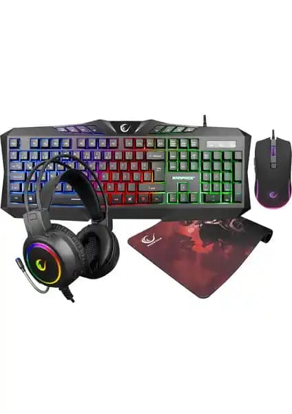 Rampage KM-404 Argentı Rainbow USB Oyun Seti: Yüksek Performans ve Estetik Birlikte
