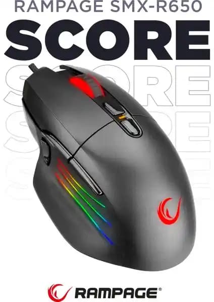 Rampage SMX-R650 SCORE USB Siyah Oyun Mouse'u Yüksek Performans ve Ergonomi ile Tanıtılıyor