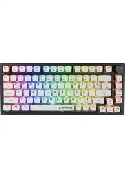 Rampage Zenith Pro Siyah Mekanik RGB Klavye 8000 Hz yüksek yenileme hızıyla profesyonel kullanım için