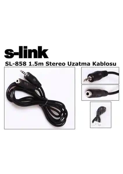 S-Link SL-858 1.5 Metre Stereo Uzatma Kablosu Yüksek Ses Kalitesi ve Dayanıklılık
