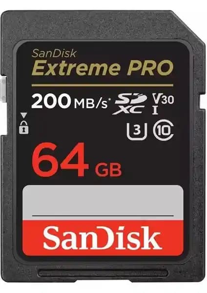 SanDisk Extreme Pro 64GB SDXC Hafıza Kartı 200MB/s Yüksek Performans ve Güvenilirlik