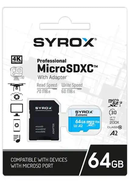 Syrox 64GB Micro SDHC Hafıza Kartı: Yüksek Hızlı ve Güvenilir Depolama Çözümü