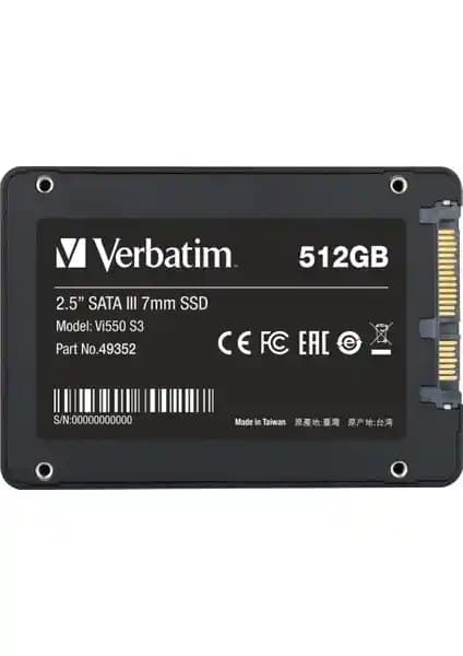 Verbatim Vi550 S3 512GB SSD: Yüksek Performans ve Güvenilirlik Sunan Hafif Depolama Çözümü