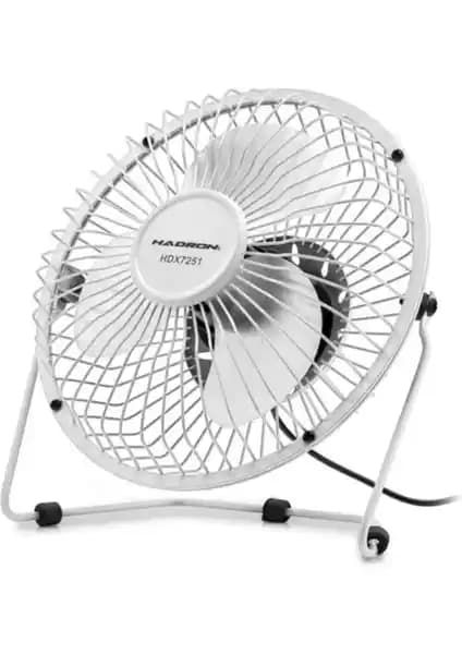 Hadron HDX7251 Metal USB Soğutucu Pervaneli Vantilatör, 8 inç ve 18×18 cm Beyaz