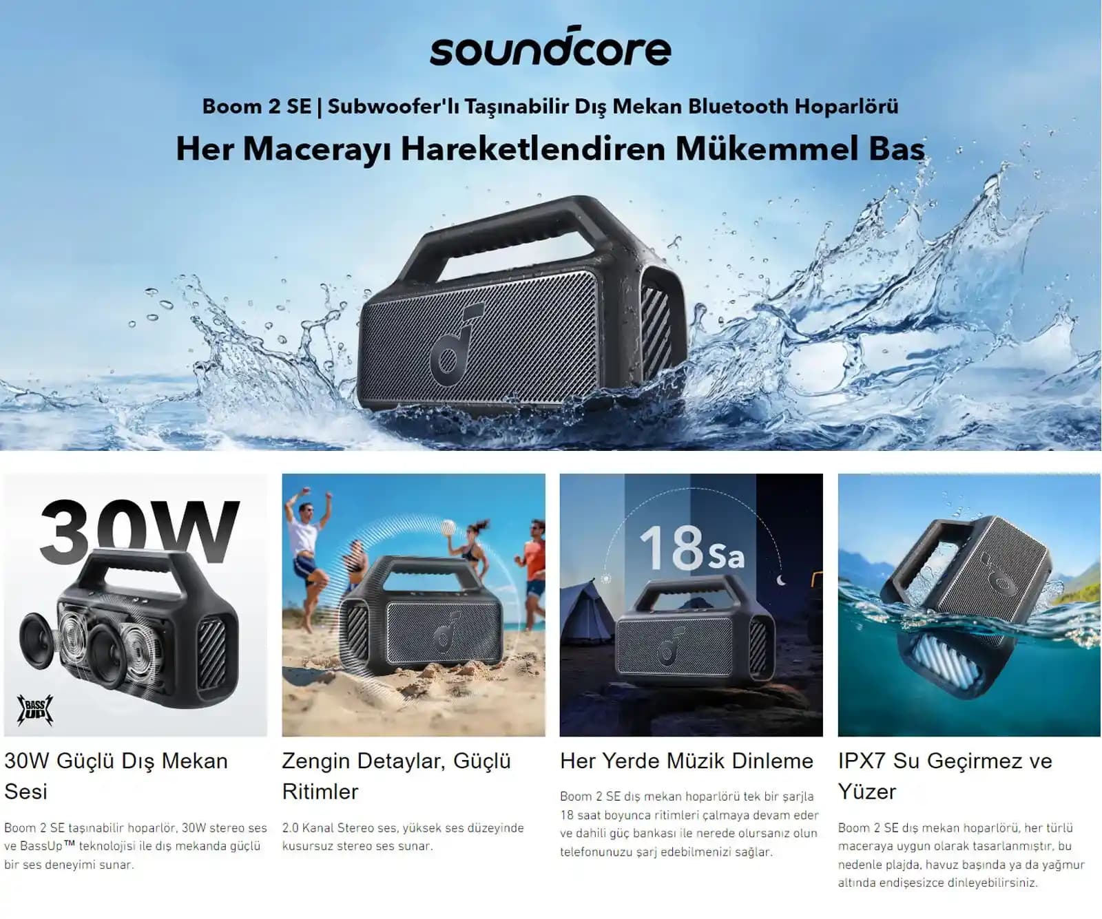 Güçlü 30W Taşınabilir Hoparlörler: Yüksek Ses Kalitesi ve Dayanıklılık