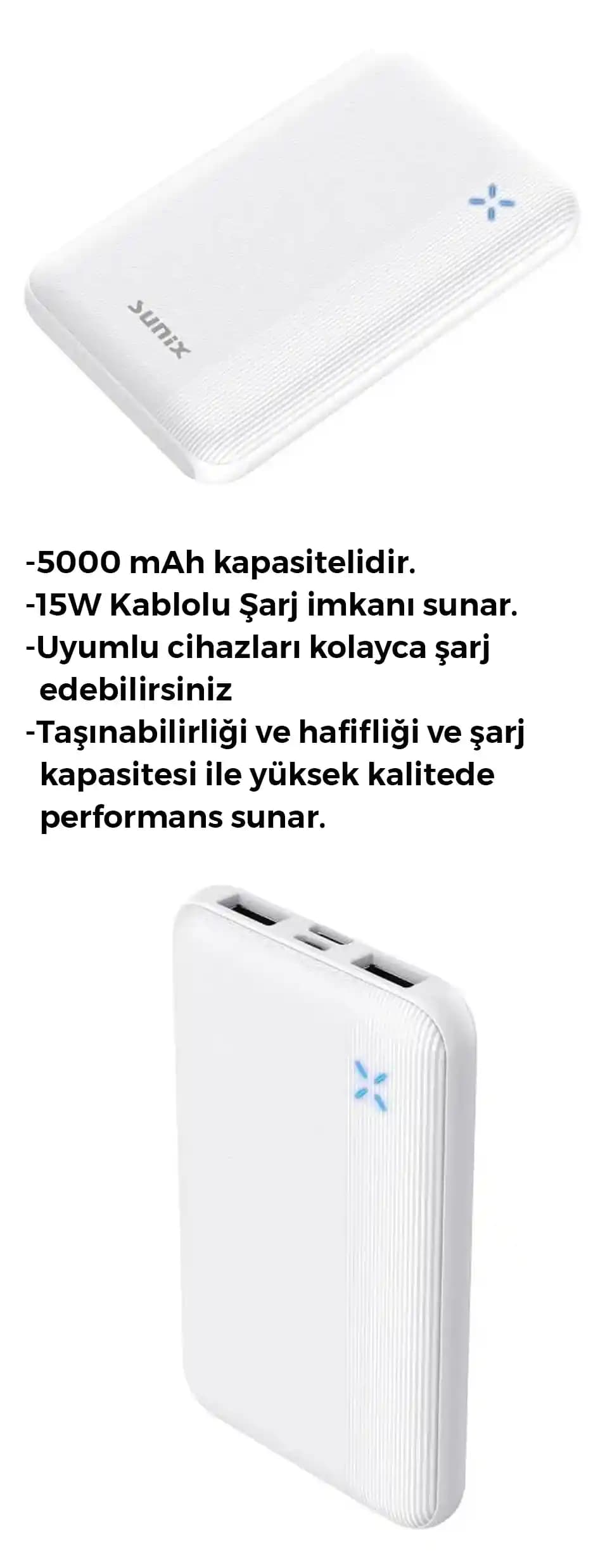 Sunix Dayanıklı Powerbank 5000mAh ile Güç ve Dayanıklılığı Bir Arada Yakalayın
