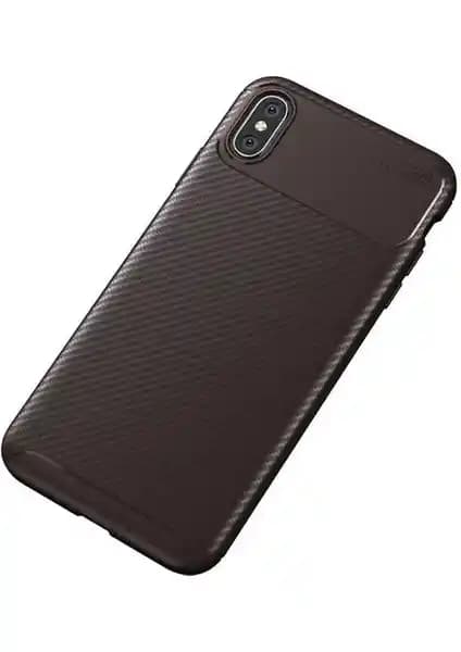 Apple iPhone X için dayanıklı ve şık karbon desenli silikon kılıf