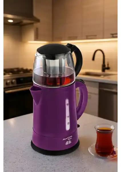 Awox Teaplus Çay Makinesi Mürdüm Renkli Modern ve Şık Tasarım ile Hızlı Çay Keyfi