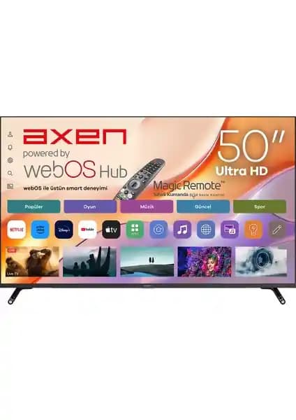 Axen AX50FIL242 50 İnç 4K Ultra HD Akıllı LED TV ile Modern Ev Eğlencesi
