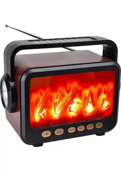 Beemen Alev Efektli Solar Şarjlı Bluetooth Hoparlör: Modern ve Nostaljik Tasarımın Buluşması
