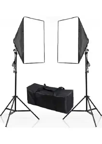DP 50x70 cm Softbox İki'li Sürekli Işık Seti Profesyonel ve Taşınabilir Çözüm