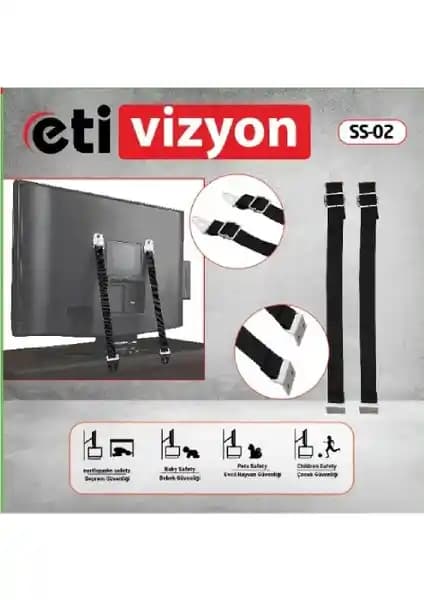 Etivizyon SS-02 Sabit TV Güvenlik Kemeri: Büyük Ekranlar İçin Güvenli ve Stabil İzleme Çözümü