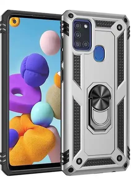 Galaxy A21S için Zore Vega Tank Sert Yüzüklü Standlı Kılıf Günlük Koruma ve Şıklık Sunar