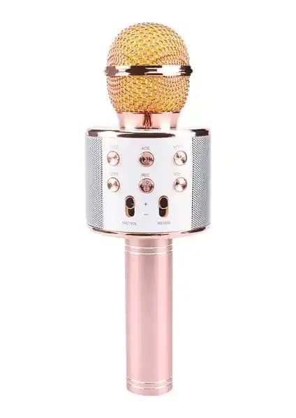 GOMAX WS-858 Bluetooth Karaoke Mikrofon Hoparlör Rose Gold - Çok Yönlü ve Taşınabilir Ses Cihazı