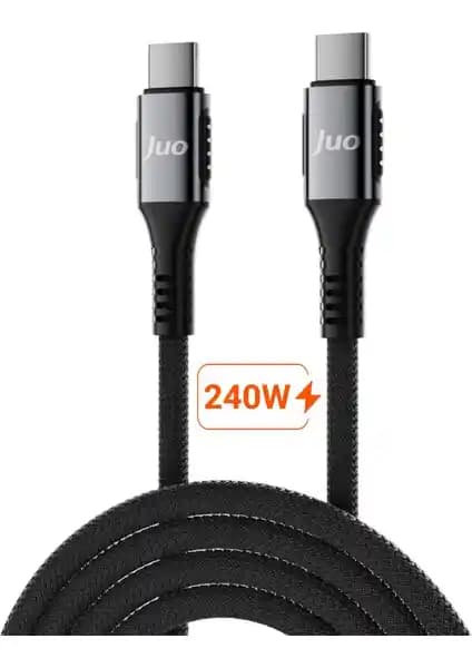 Juo 240W 5A E-Mark Çipli USB Type-C Kablosu ile Hızlı ve Güvenli Şarj ve Veri Transferi