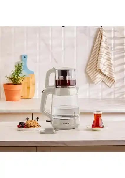 Karaca Glass Tea XL 2'li Cam Çay Makinesi Starlight: Geniş Kapasiteli ve Çok Fonksiyonlu Çay Hazırlama Cihazı