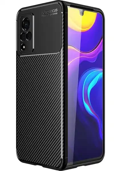 KNY Vivo V21 Kılıfı Karbon Desenli Lux Negro Silikon Modern ve Dayanıklı Koruma