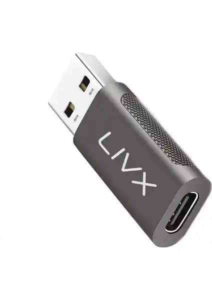 Livx Type C To USB 3.0 Adaptörü Gri Renkli Otg Dönüştürücü Hızlı Veri Aktarımı ve Şarj Özelliği ile