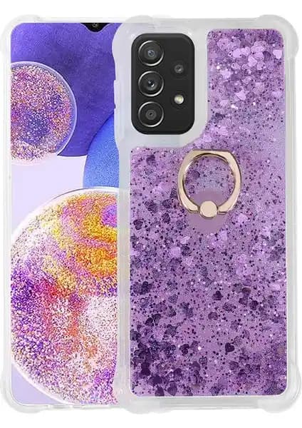 Samsung Galaxy A23 için Estetik ve Koruyucu Sulu Simli Parlak Yüzüklü Kılıf