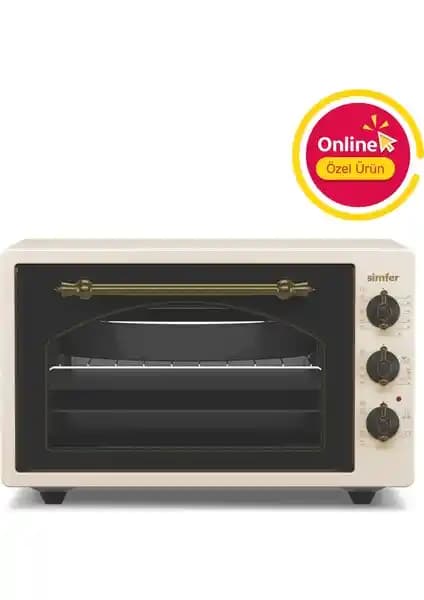 Simfer 4295 Retro Bej 45LT Turbo Fan Mini/Midi Fırın: Şık Tasarım ve Geniş İç Hacim Özellikleri