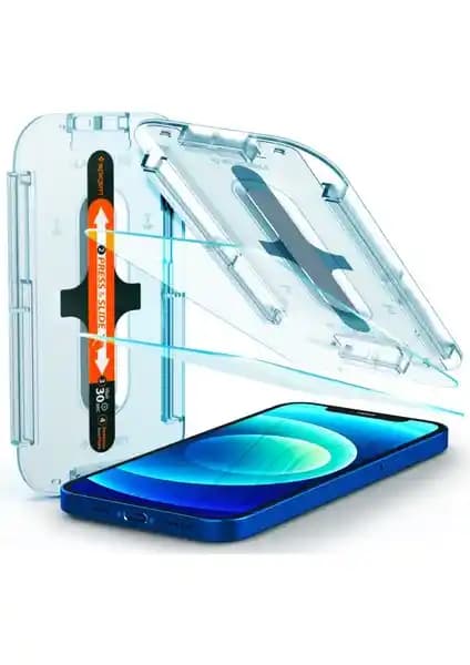 Spigen iPhone 12 ve 12 Pro Uyumlu Temperli Cam Ekran Koruyucu Güçlü ve Güvenilir Koruma