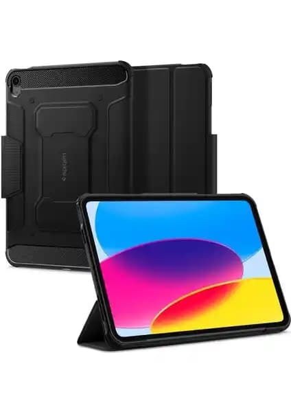Spigen Rugged Armor Pro Siyah iPad Kılıfı 2022 ve 2025 Modelleri İçin Güçlü Koruma