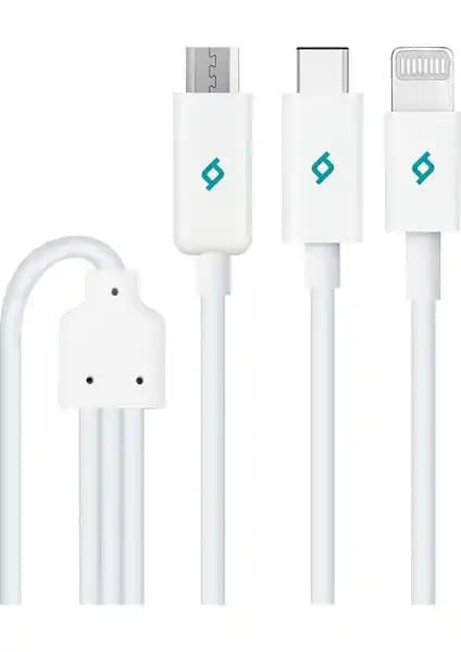 Ttec Trio 3'ü Bir Arada Çok Fonksiyonlu Type-C Lightning Micro USB Kablosu