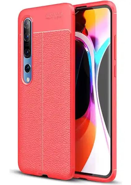 Xiaomi Mi Note 10 Pro için Şık ve Koruyucu Silikon Deri Görünümlü Kılıf