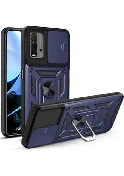 Xiaomi Redmi 9T için yüksek koruma ve şık tasarıma sahip manyetik yüzüklü kılıf