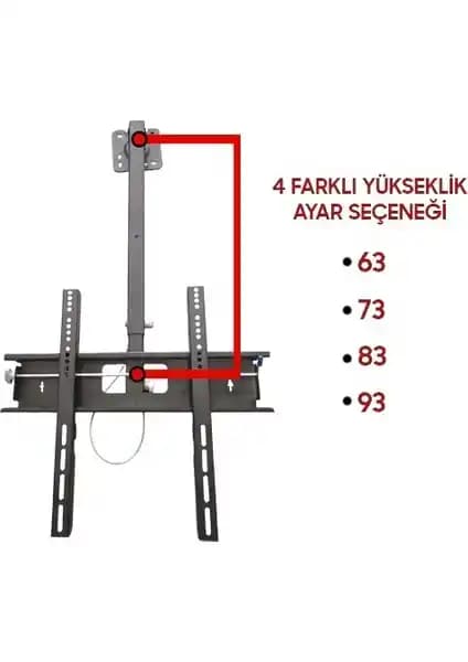 Onur Axen 42 inçlik hareketli tavan askı aparatı yüksek taşıma kapasitesi ve kolay kullanım özellikleriyle
