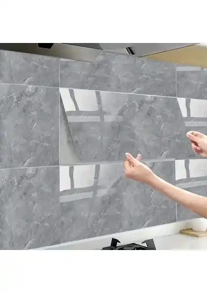 Ronanna Gri Mermer Desenli Alüminyum Plastik Duvar Sticker ile Modern ve Dayanıklı Dekorasyon Çözümü