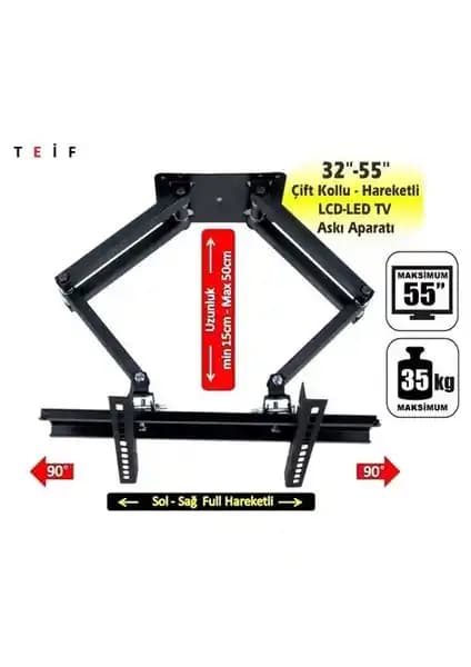 Teif Dizayn Truva 55'' - 140 Ekran Çift Kollu Hareketli LED TV Askı Aparatı