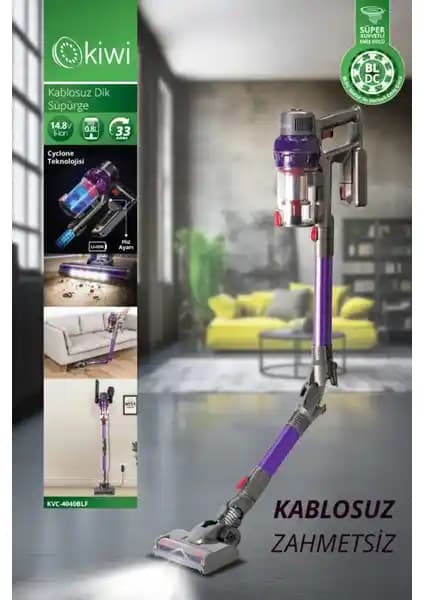 Kiwi KVC-4040BLF Katlanabilir Kablosuz Dik Süpürge ile Modern Temizlik Deneyimi