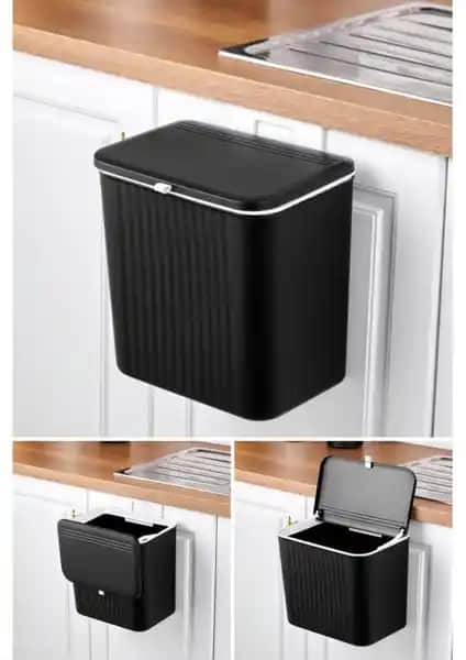 Piev Mutfak Tezgah Üstü Dolap Askılı Kapaklı 15 Lt Çöp Kovası Günlük Atık Yönetimi