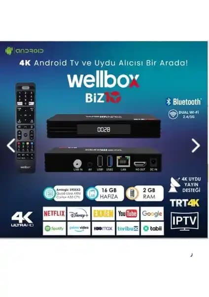 Wellbox BİZ10 Android TV Kutusu ve Uydu Alıcısı: Yüksek Çözünürlüklü Eğlence Çözümü