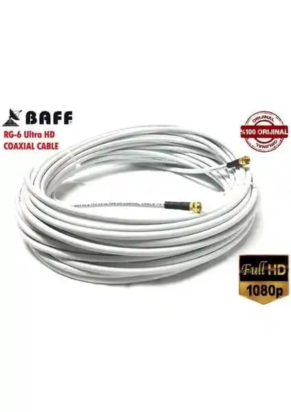 BAFF Germany Üretimi RG6 Anten Kablosu 10 Metre Full HD ve 4K Yayınlar İçin