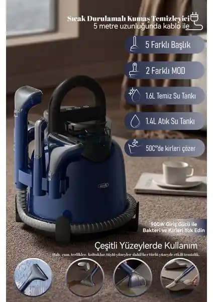 Deerma BY200 Çok Fonksiyonlu Koltuk ve Halı Yıkama Makinesi Detayları