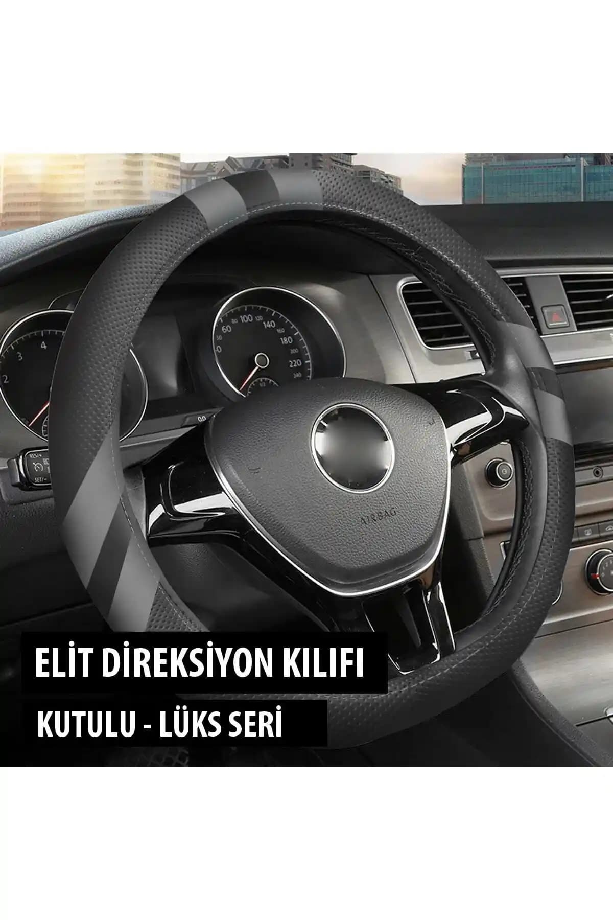 GM-DESIGN Elit Füme Dikişsiz Geçme Direksiyon Kılıfı Siyah Konforlu Tasarım