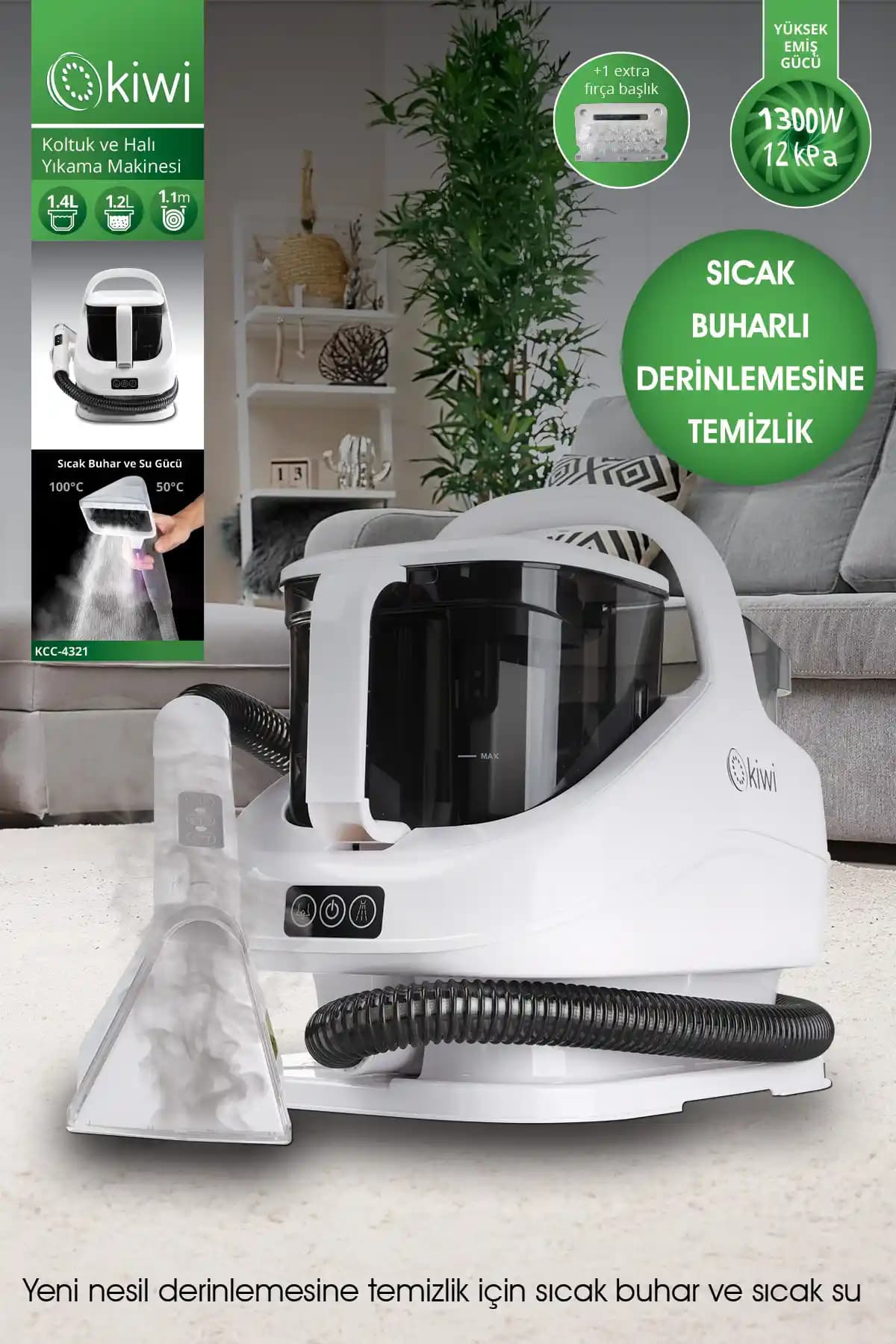 Kiwi Kcc-4321 Buharlı Koltuk ve Halı Yıkama Makinesi ile Derinlemesine Temizlik