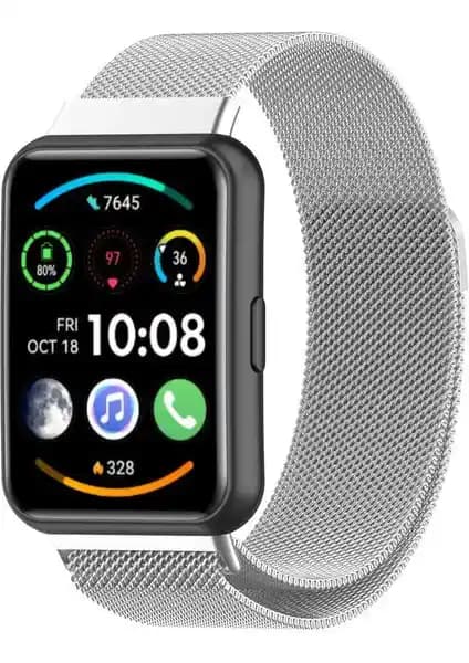 Nezih Case Huawei Watch Fit 2 Uyumlu Metal Örgü Hasır Mıknatıslı Kordon - Şık ve Dayanıklı