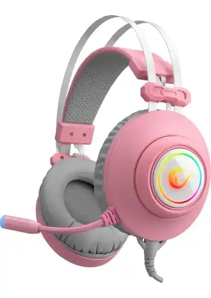 Rampage RM-K1 PULSAR Pembe USB 7.1 Surround Sesli Titreşimli RGB Işık Efektli Oyuncu Kulaklığı
