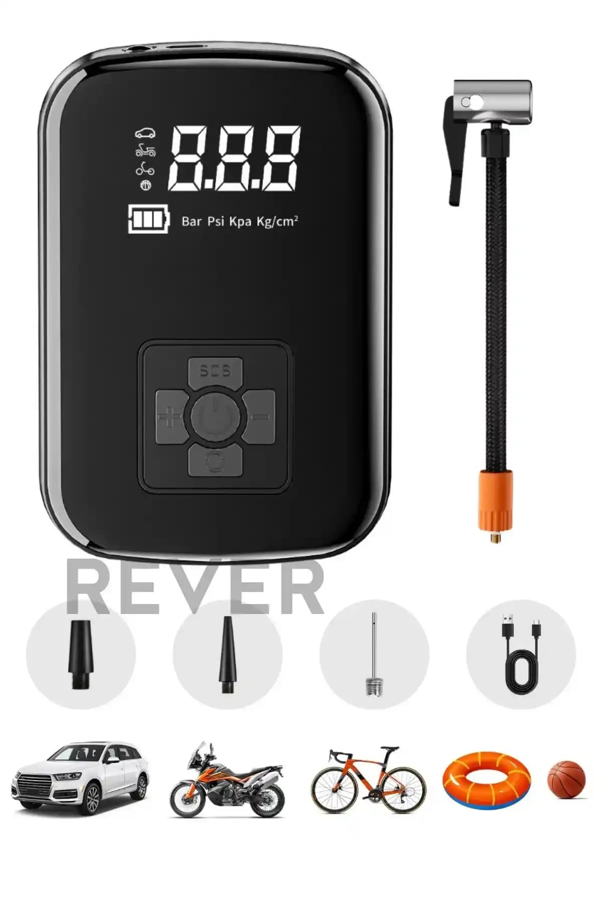 Rever Şarjlı Dijital Ekranlı Oto Hava Kompresörü ile Pratik Lastik Şişirme Çözümü