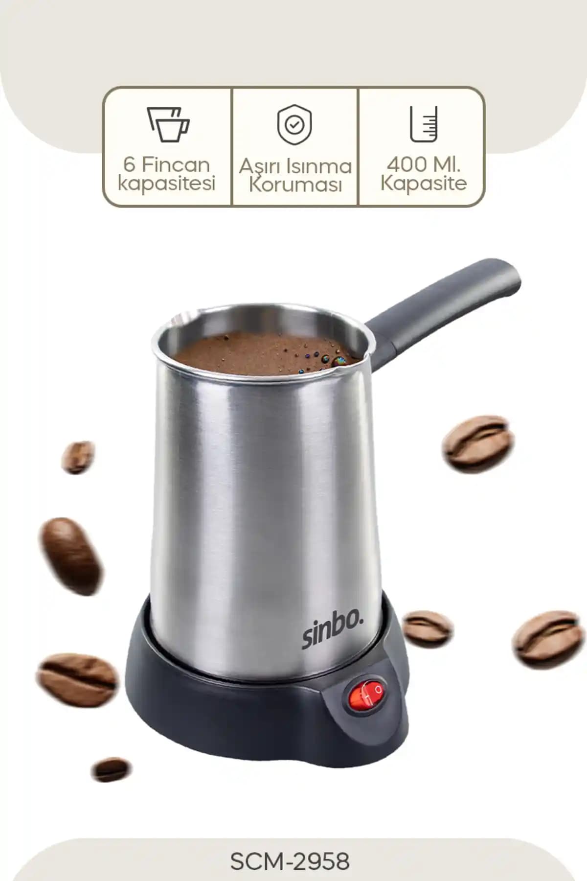 Sinbo SCM-2958 Elektrikli Cezve: Modern Tasarım ve Enerji Tasarruflu Türk Kahvesi