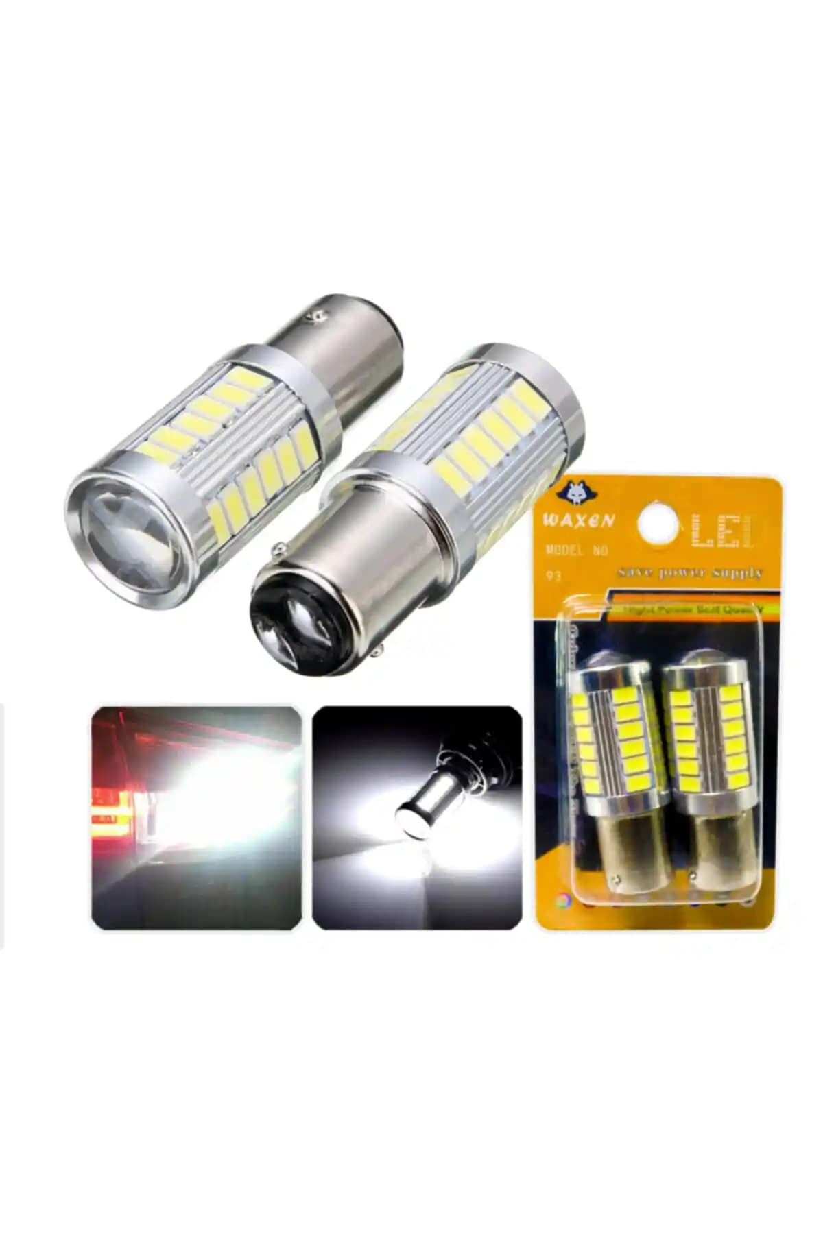 Waxen 33 LED P21W 1157 BA15D Stop Sinyal ve Geri Vites Ampulü 6500K Beyaz Işık