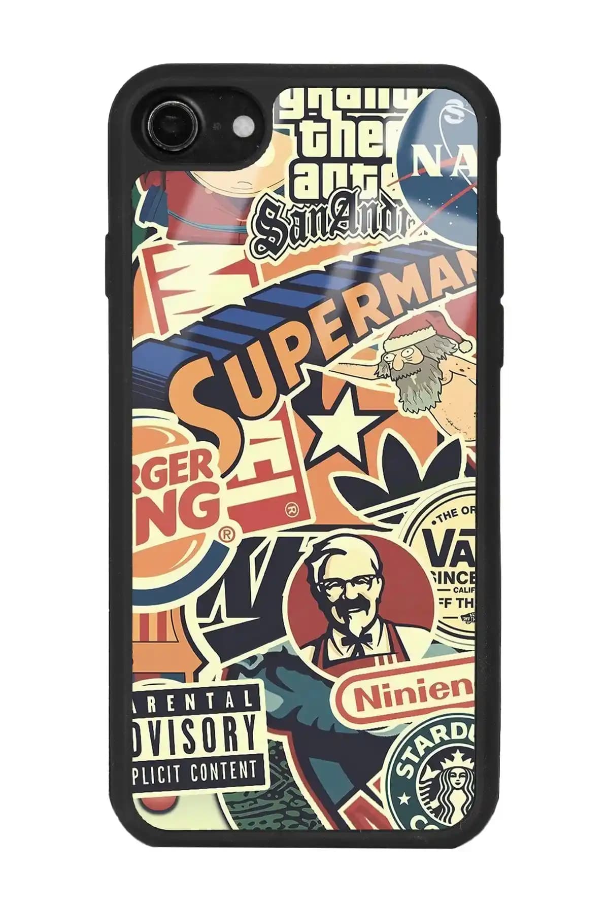 Spoyi Retro Marka Tasarımlı iPhone 7 ve 8 Şık ve Koruyucu Silikon Kılıfı