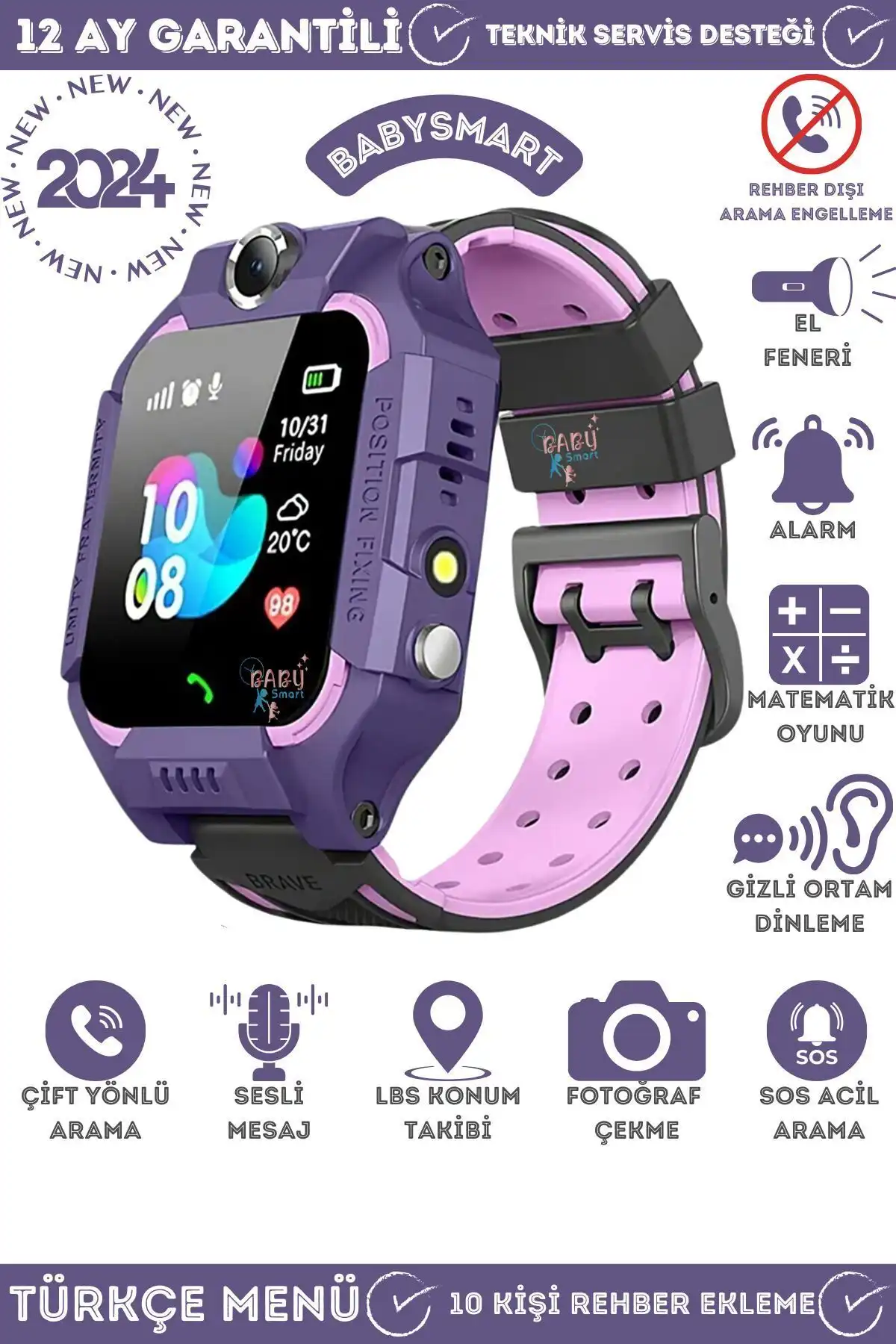BabySmart Q19 Mor Akıllı Çocuk Takip Saati Güvenli ve Kullanışlı Özellikleri